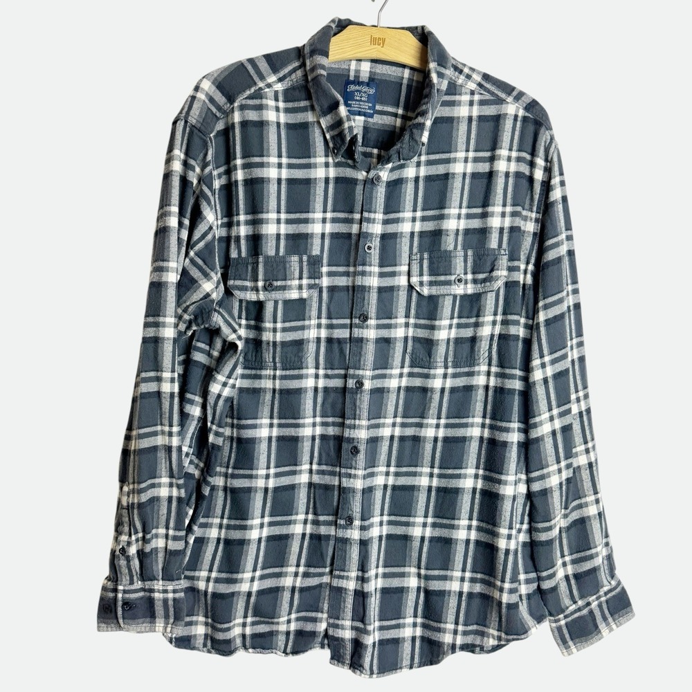 Faded Glory Men XL Vintage Plaid Flannel Long Sleeve Shirt Cabincore Grunge